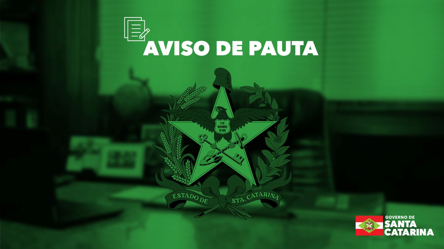 AVISO DE PAUTA: Governo do Estado lança estudo com dados sobre Economia Verde em SC
