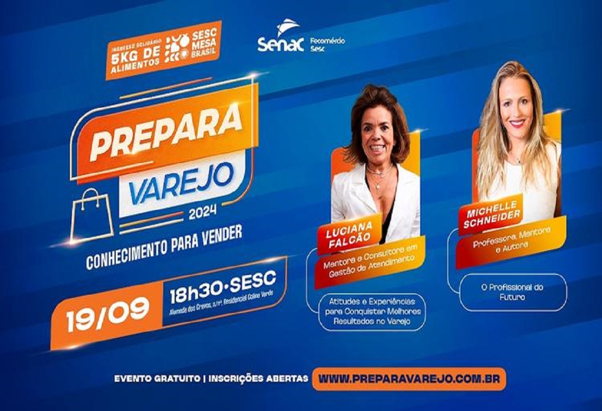 PREPARA VAREJO. Senac abre inscrições para cursos profissionalizantes gratuitos em 11 municípios mato-grossenses