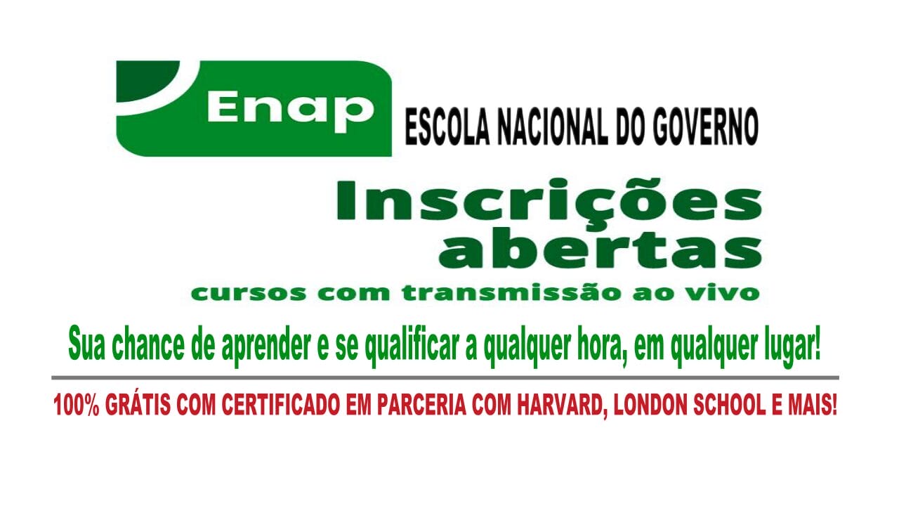 Escola Nacional do Governo liberou mais de 800 cursos online (EAD) gratuitos e com certificado para todo Brasil nas áreas da saúde, logística, construção civil, beleza, direito, indústria e muito mais