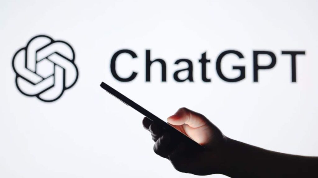 In this photo illustration, the ChatGPT logo seen in the