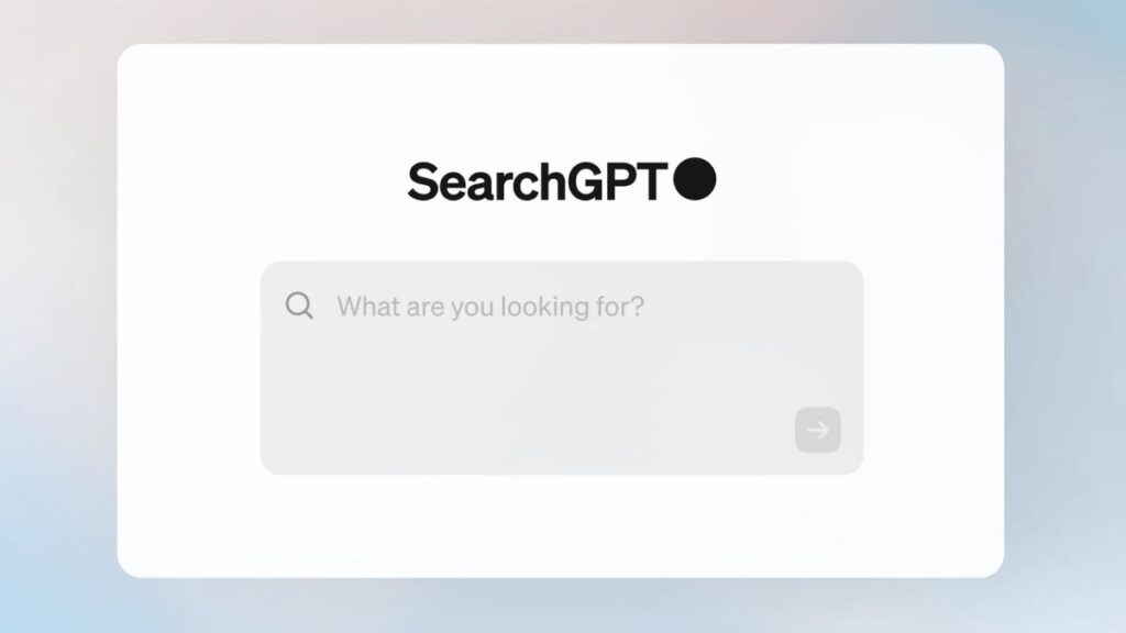 Screenshot of SearchGPT search bar.