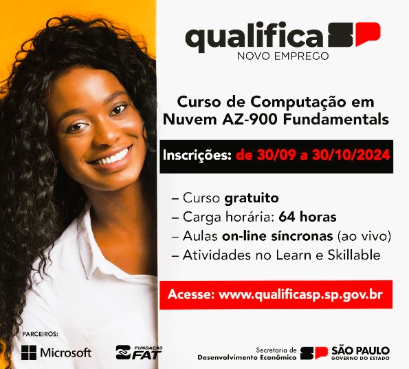 Inscrição para curso gratuito de Computação em Nuvem da Microsoft termina no fim de outubro