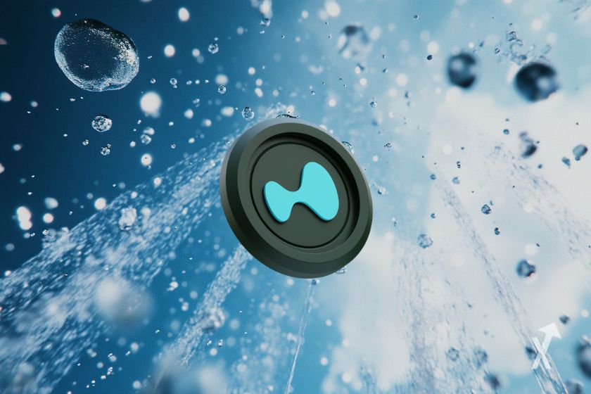 Token HYPE com bolhas d'água.