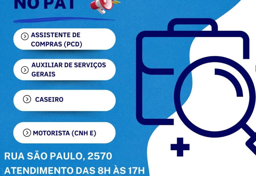 PAT de Fernandópolis divulga novas oportunidades de emprego