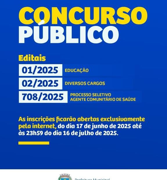 Prefeitura abre concursos públicos com 279 vagas em diversos níveis de escolaridade