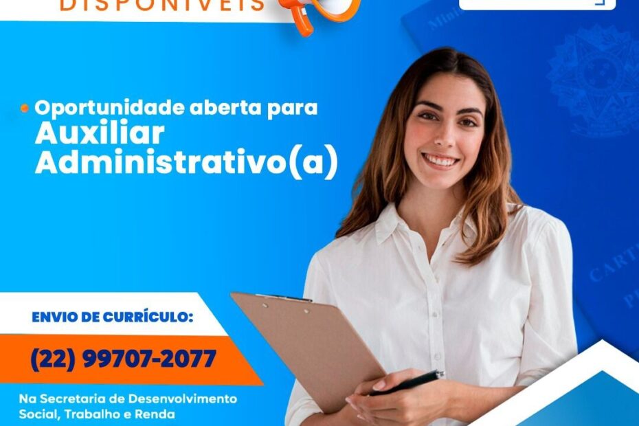 Balcão de Empregos de Búzios está com vaga disponível para Auxiliar Administrativo(a)