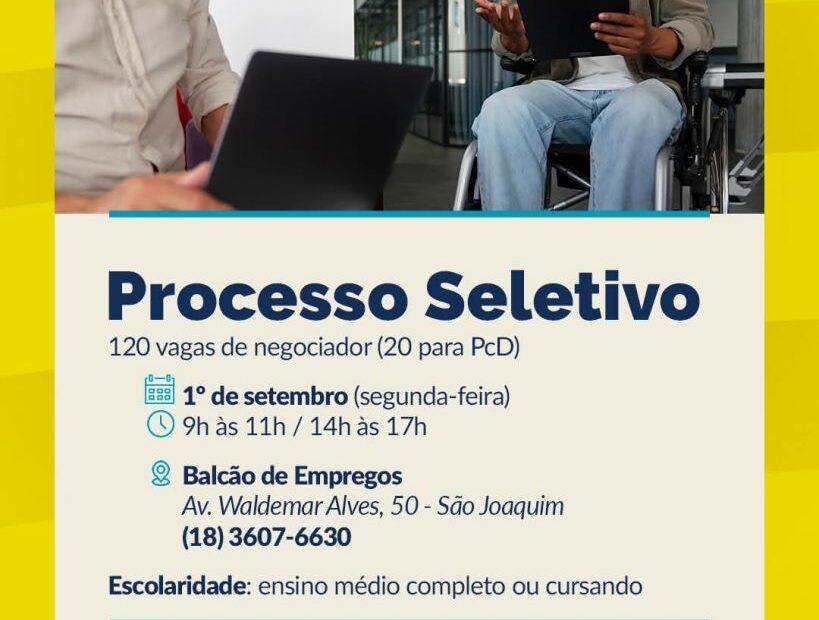 Balcão de Empregos abre 120 vagas em seleção nesta segunda