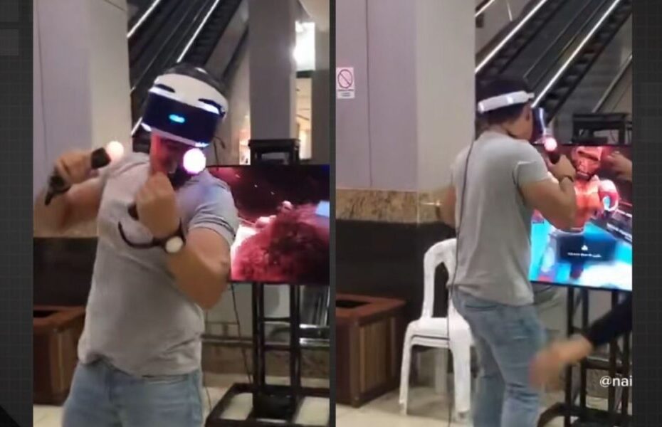 Vídeo: homem se empolga com jogo de realidade virtual e destrói TV
