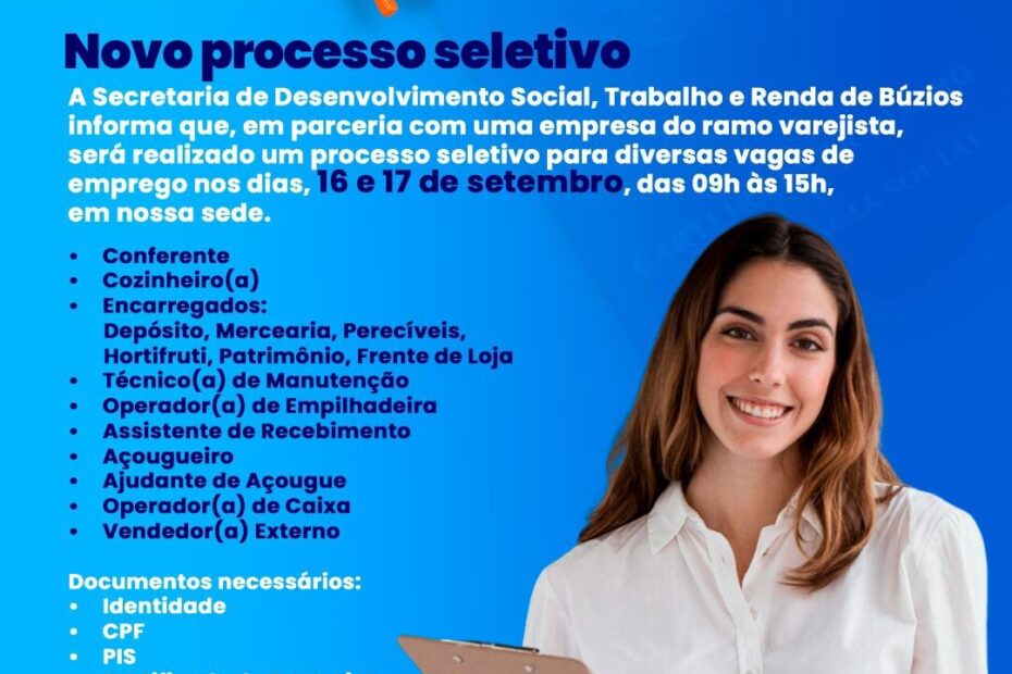 Búzios recebe processo seletivo para diversas vagas de emprego