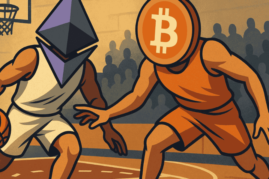 Ethereum (ETH) superará o bitcoin (BTC) Veja recomendações dos especialistas. (Imagem ChatGPT)