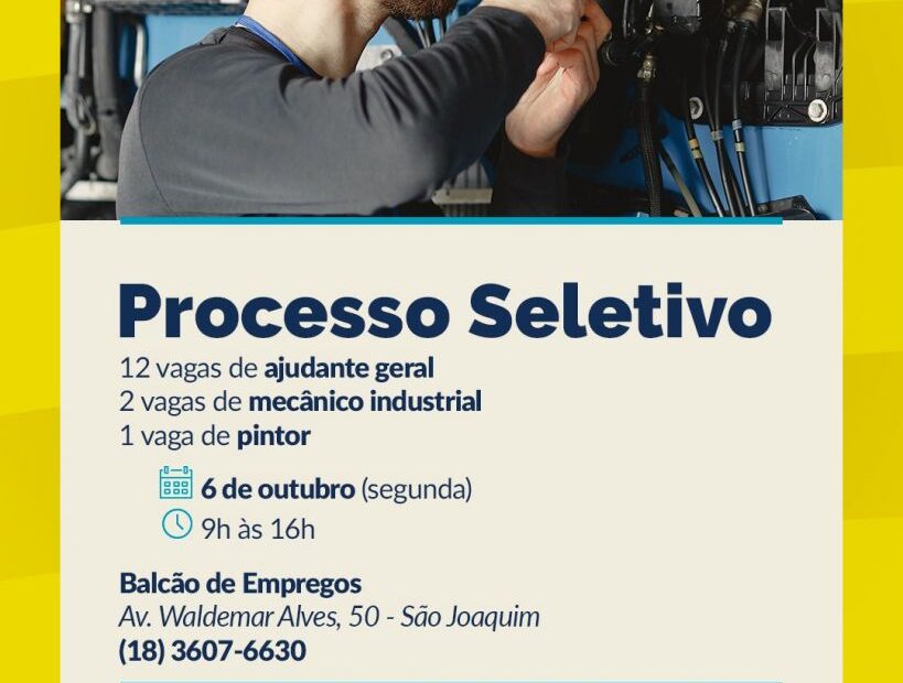 Balcão de Empregos realiza seleção para 15 vagas temporárias na próxima segunda-feira