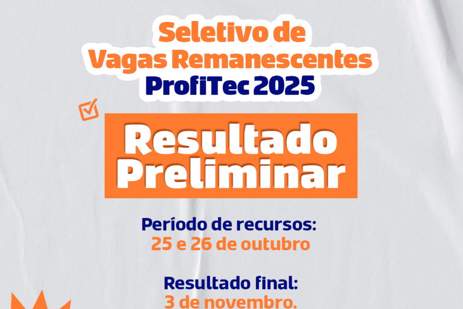 Uema divulga resultado preliminar do Seletivo de Vagas Remanescentes do ProfiTec 2025