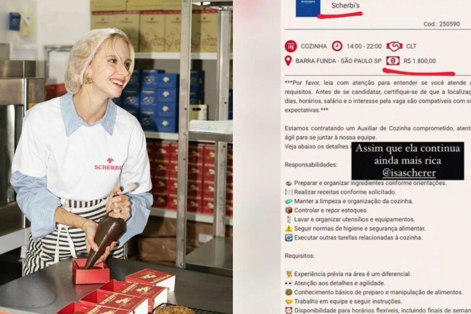 Chef Isa Scherer responde após polêmica sobre vaga de emprego por R$ 1,8 mil