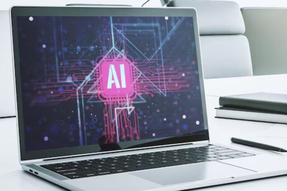 Interface de IA exibida em laptop, referência ao Nano Banana Pro.