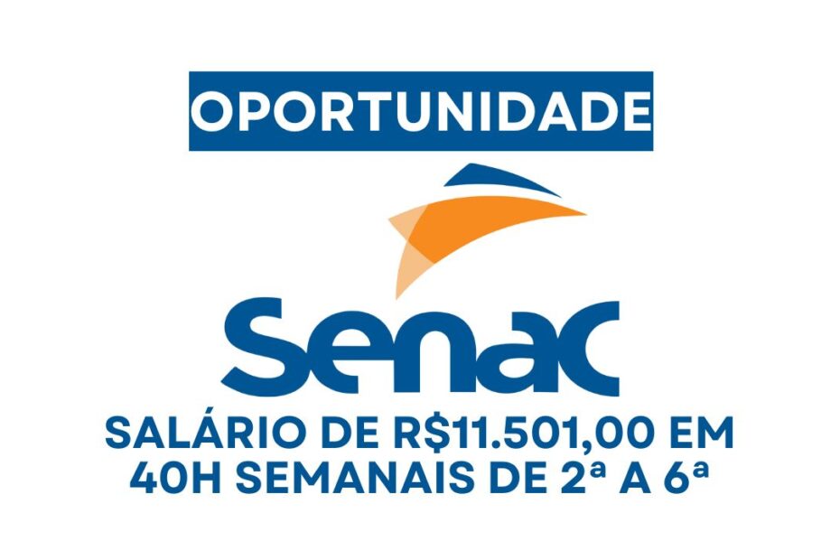 Senac abre vaga de emprego com salário de R$ 11.501,00 + alimentação + assistência odontológica + VT para trabalhar 40h semanais 2ª a 6ª feira como Assessor(a) Técnico(a) no Rio de Janeiro