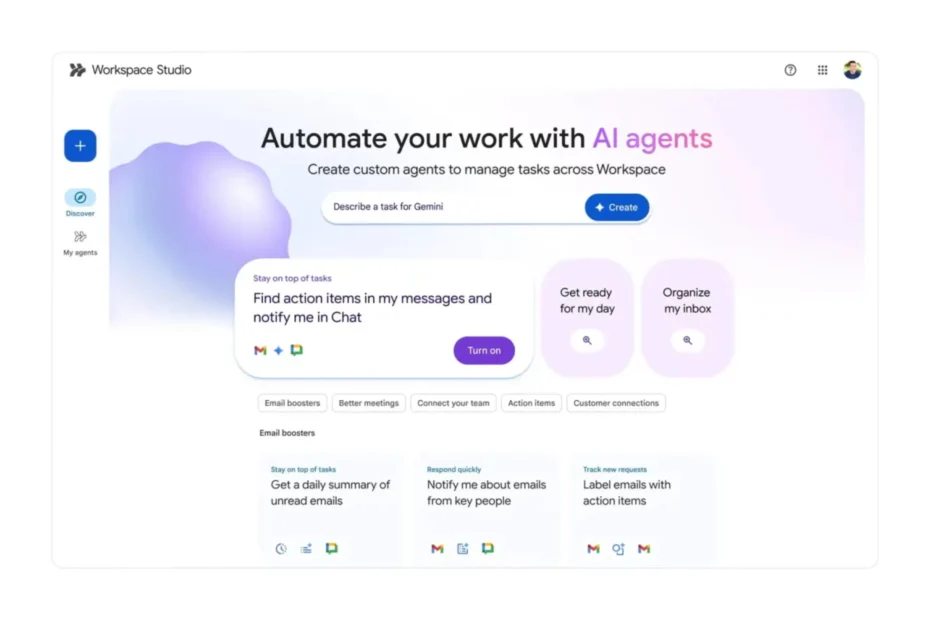 Google lança Workspace Studio e agentes de IA com Gemini 3