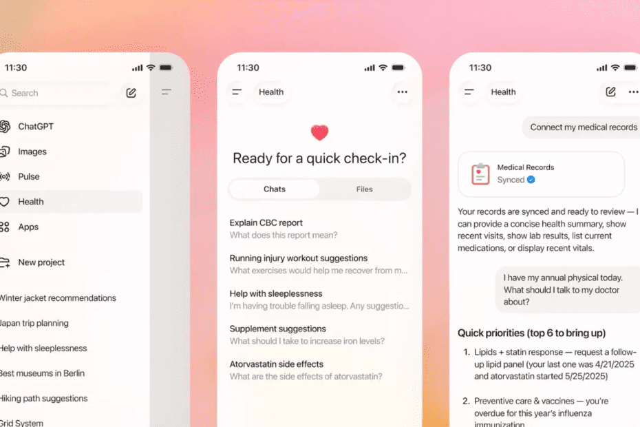 OpenAI lança ChatGPT Health para responder dúvidas e integrar registros médicos