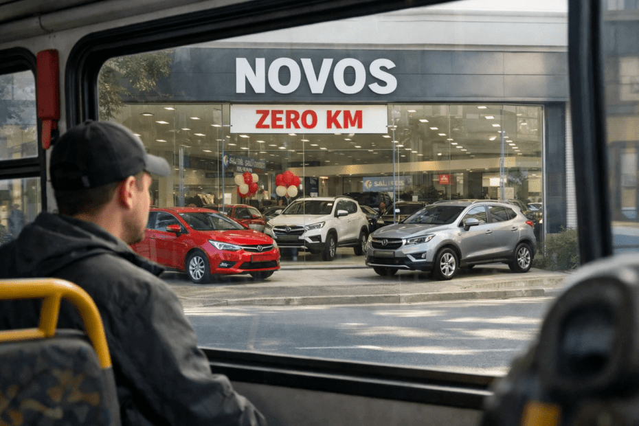 PASSAGEIRO DE ONIBUS OLHANDO PARA CONCESSIONÁRIA CHAT GPT