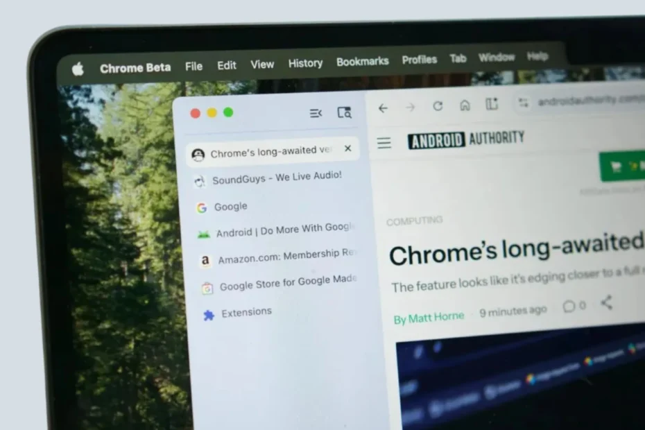 Abas verticais no Chrome: Projetos com IA elevam produtividade